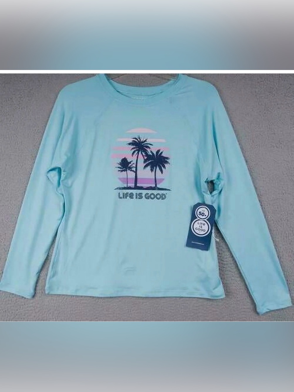 Brand New-Life is Good Long Sleeve Rash Guard Top with UPF50